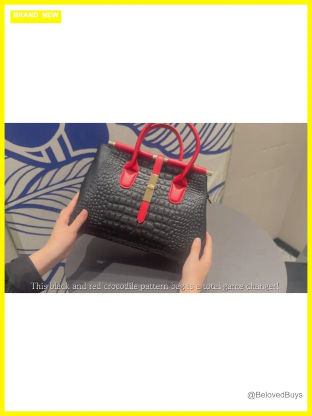 Genuine Leather Crocodile Print Handbag - Large Capacity, Detachable Strap,